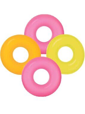 Inflatable Swim Tube Pool Float 36 Inch Set of 4 Kids Adults Summer Water Toys